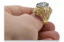 Zircon Oro amarillo de 8 quilates Anillo Vintage vrc031x-zi Art Deco Joyería de la URSS, estilo ruso